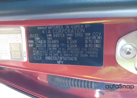 2023 Kia Niro Plug-In Hybrid Ex z USA, uszkodzony, nr VIN KNDCS3LF8P5070478